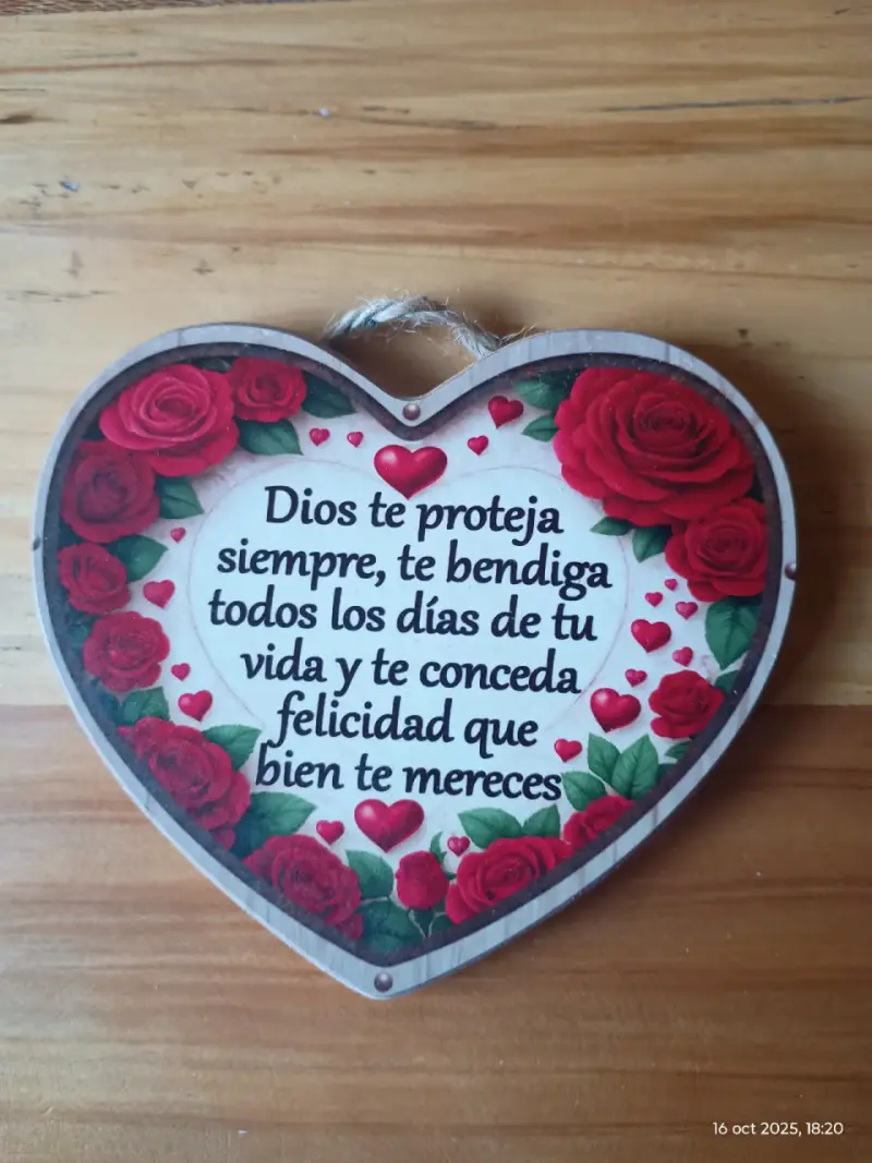 Placa decorativa corazón con mensaje