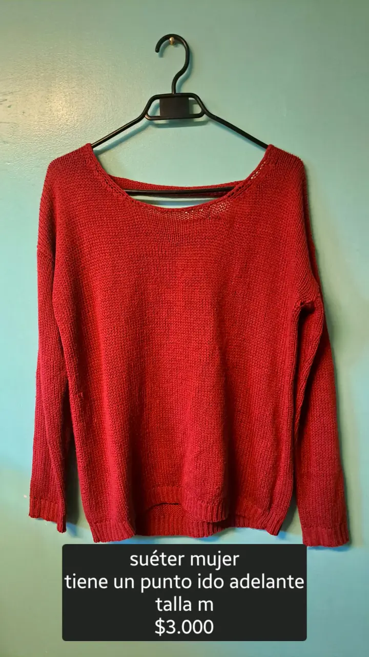 Suéter rojo de mujer talla M - 1
