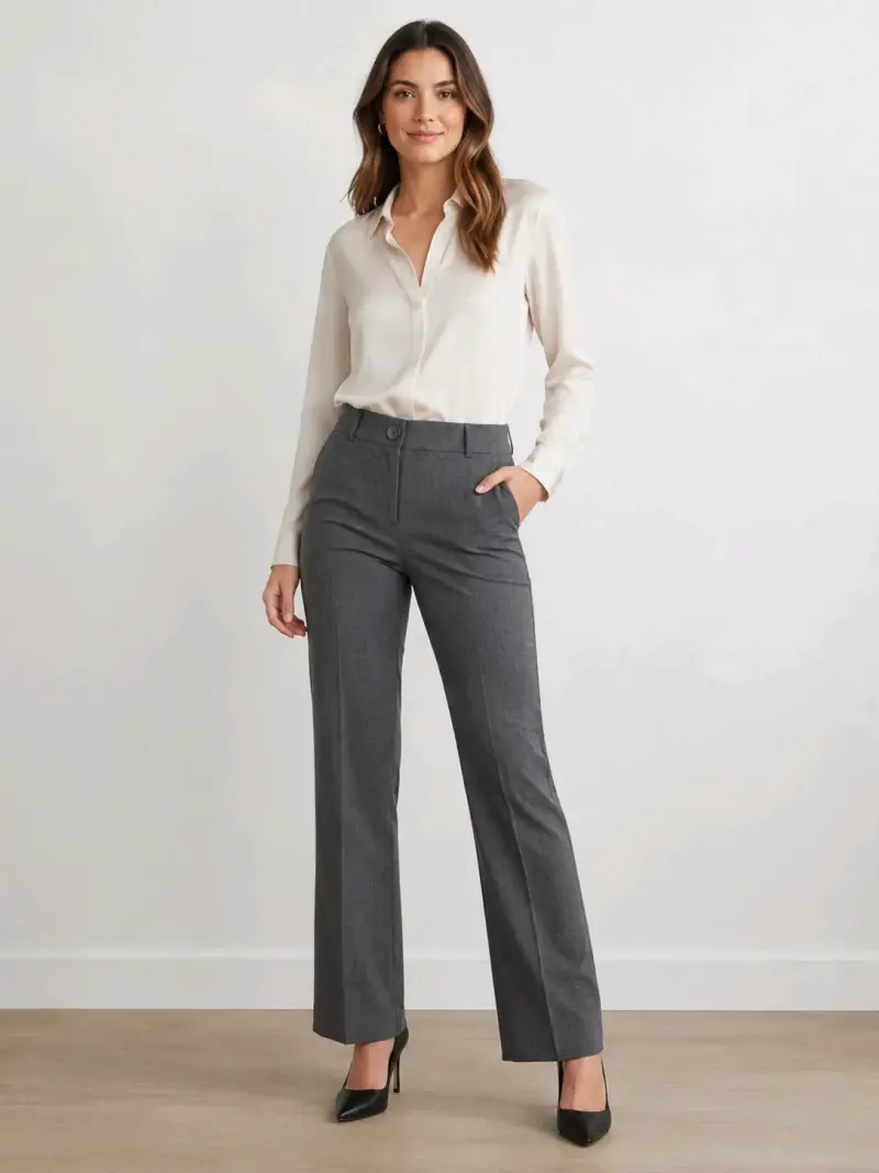 Pantalones de vestir gris oscuro para mujer - 2
