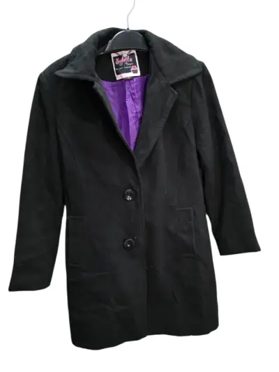 Abrigo negro Sybilla con forro morado - miniatura 1