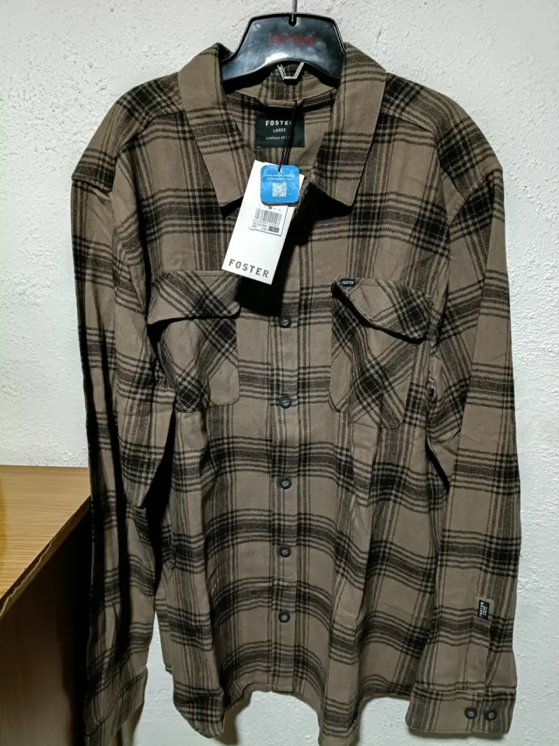 Camisa de franela Foster a cuadros marrón talla L