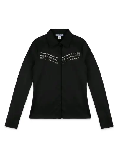 Camisa negra con ojales metálicos - miniatura 1