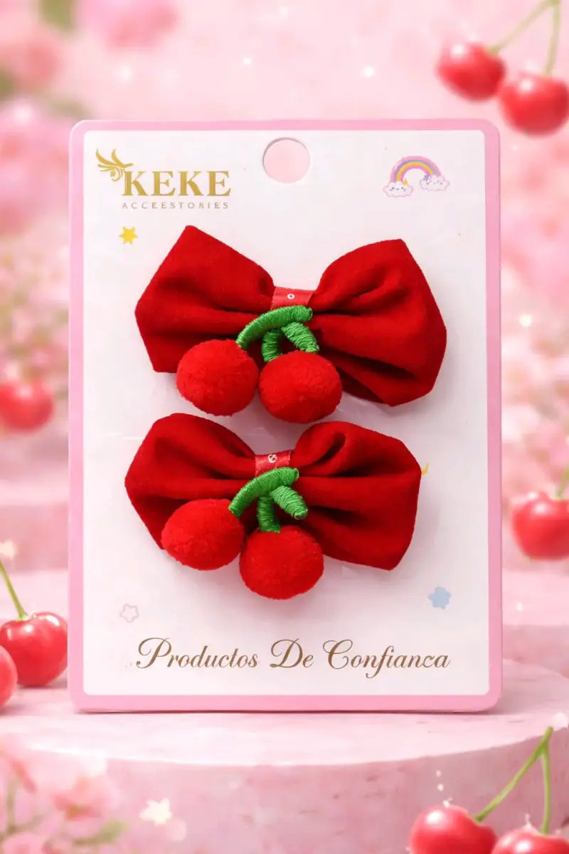 Set de pinches rojos con cerezas KEKE - 1