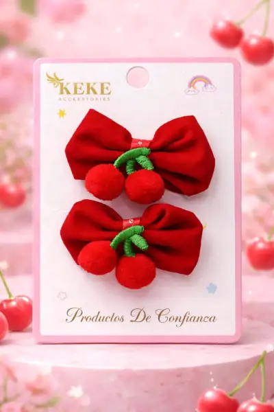 Set de pinches rojos con cerezas KEKE - miniatura 1