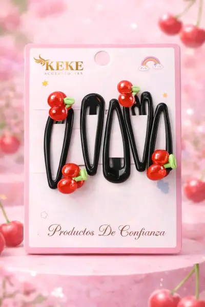 Set de pinches rojos con cerezas KEKE - miniatura 2