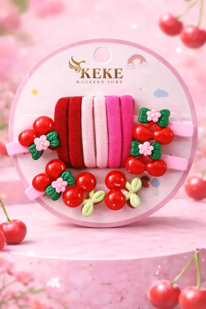 Set de pinches rojos con cerezas KEKE - 3