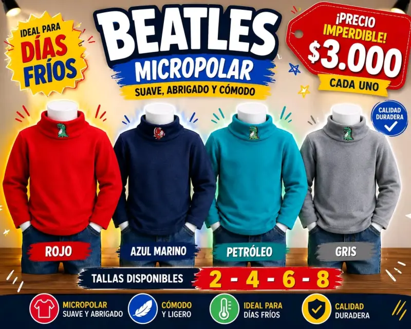 Polerón micropolar para niños Beatles - 1