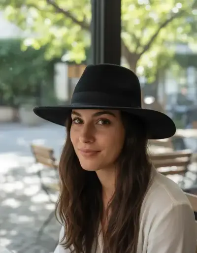 Sombrero de fieltro negro elegante - miniatura 2