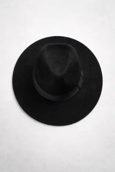 Sombrero de fieltro negro elegante - miniatura 4