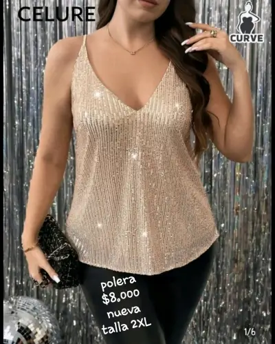 Polera de lentejuelas doradas - miniatura 1