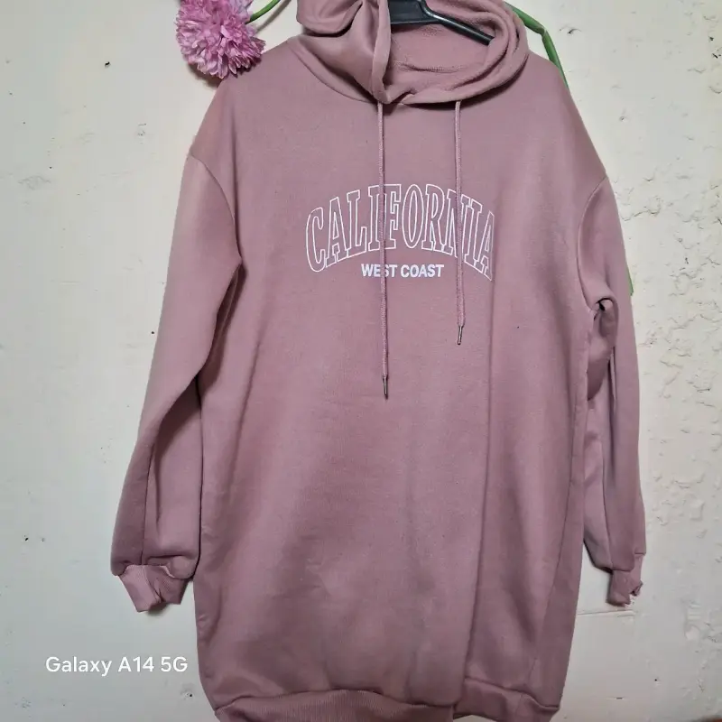 Polerón oversize rosa con capucha 'California' - 2
