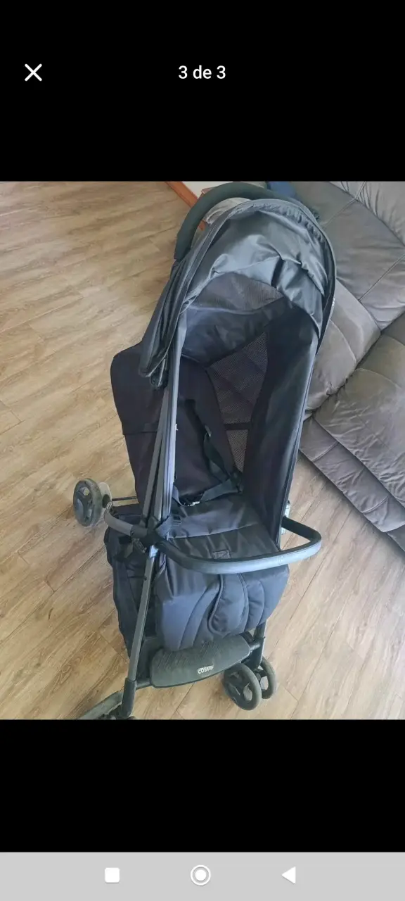 Coche de bebé plegable negro - 3