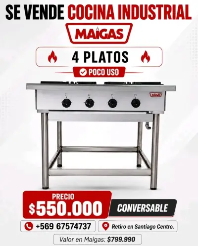 Cocina industrial MAIGAS 4 platos casi nueva - miniatura 1