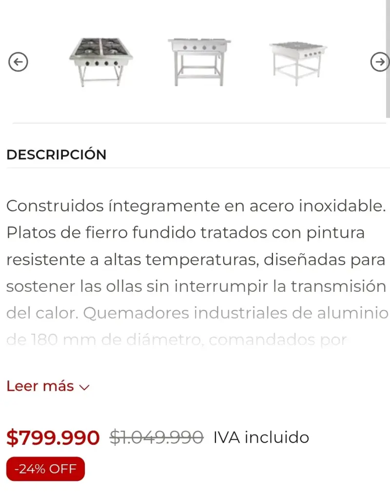 Cocina industrial MAIGAS 4 platos casi nueva - 4