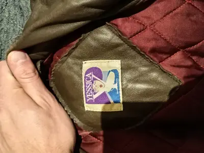 Abrigo de cuero marrón vintage - miniatura 3