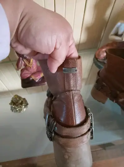 Botines de cuero marrón con plataforma - miniatura 3