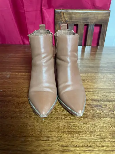 Botines de cuero marrón para mujer - miniatura 1