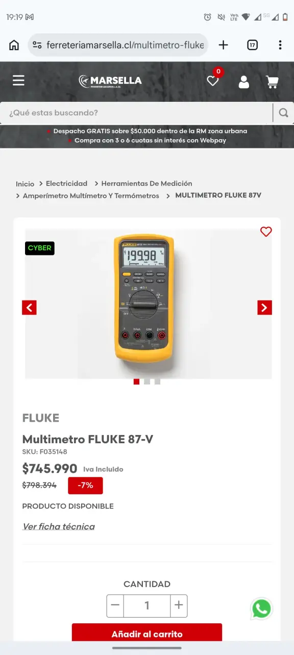 Multímetro Fluke 87V profesional