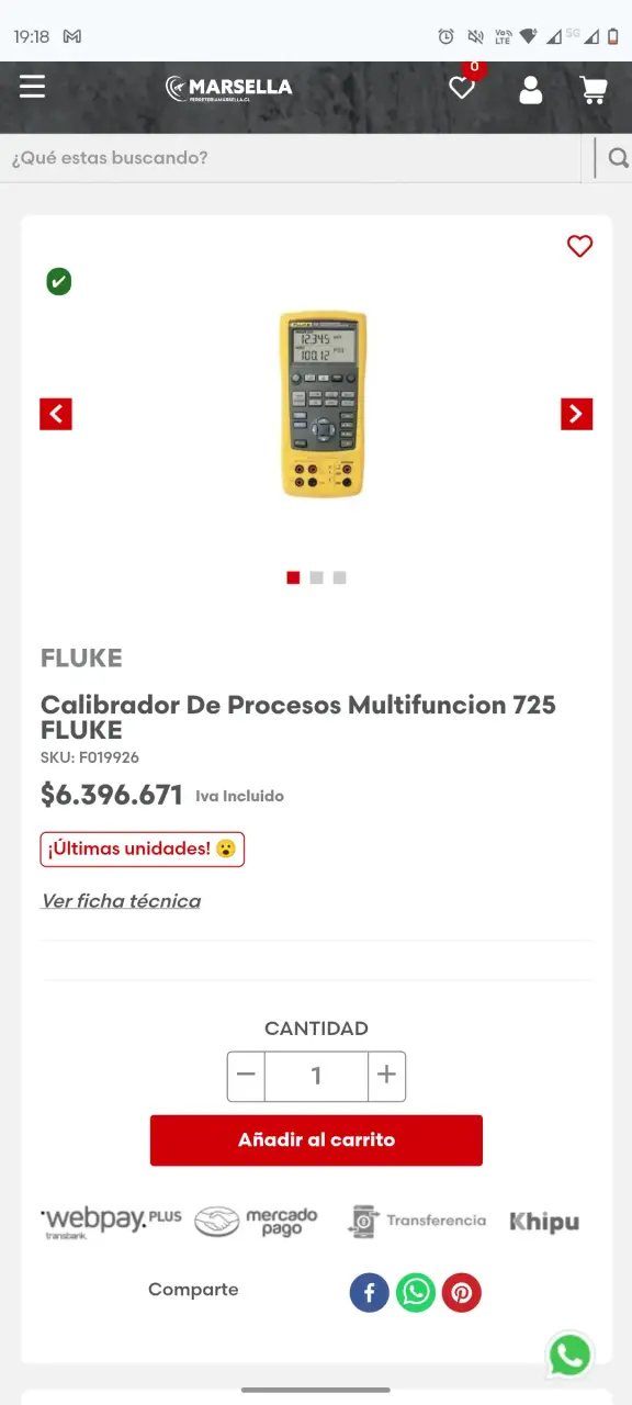 Calibrador de Procesos Multifuncción Fluke 725