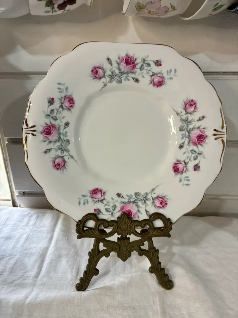 Plato para galletas de porcelana con rosas - 3