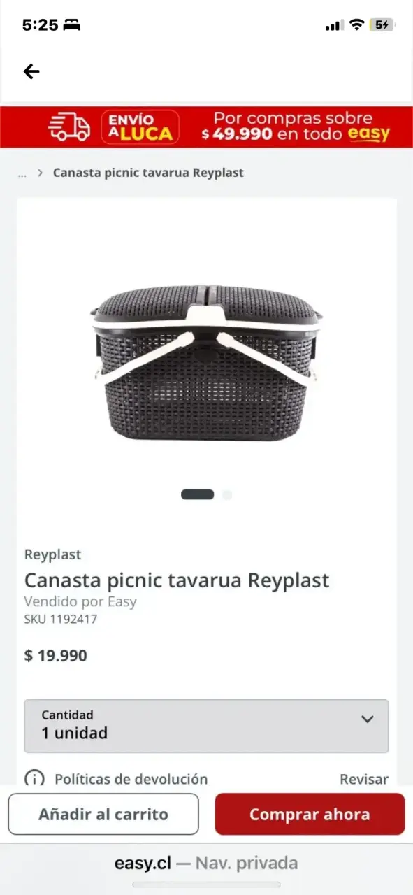 Canasta de picnic Tavaruá Reyplast negra