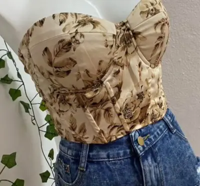Corset floral beige para mujer - miniatura 1