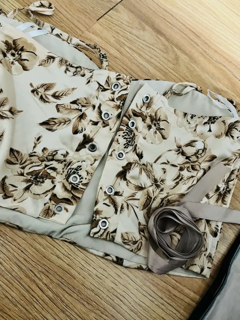 Corset floral beige para mujer - 4