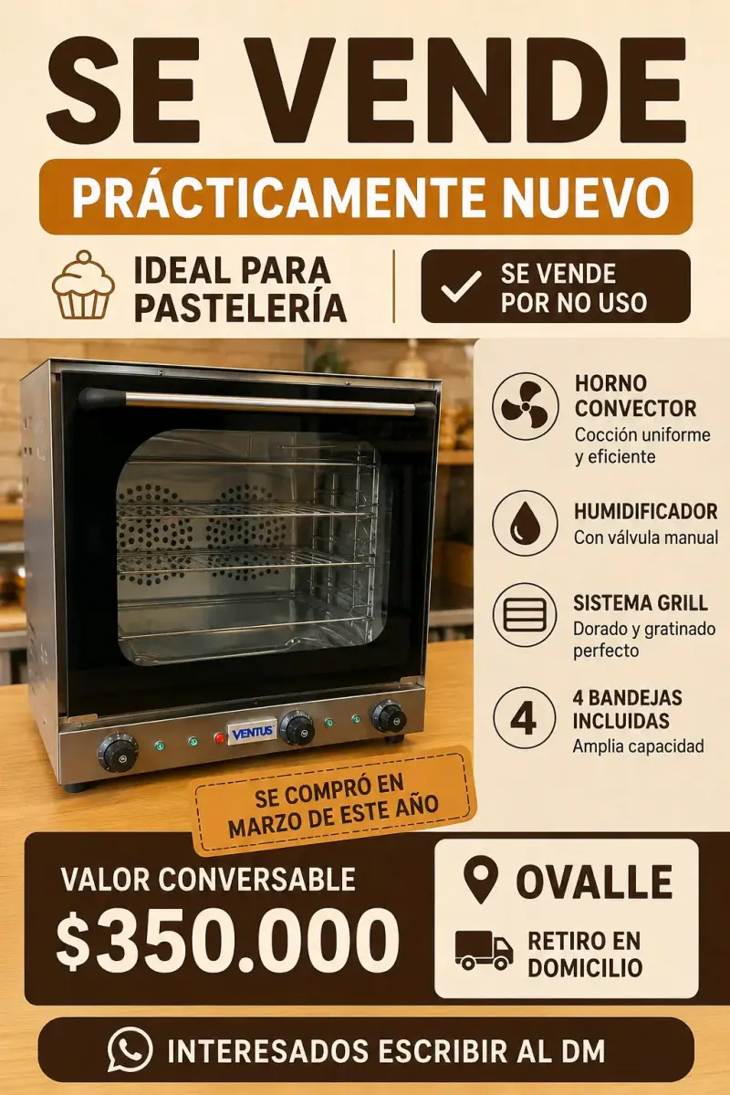 Horno convección Ventus para pastelería
