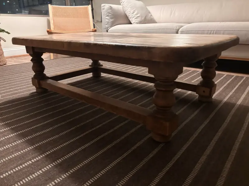 Mesa de centro rústica de madera maciza - 2