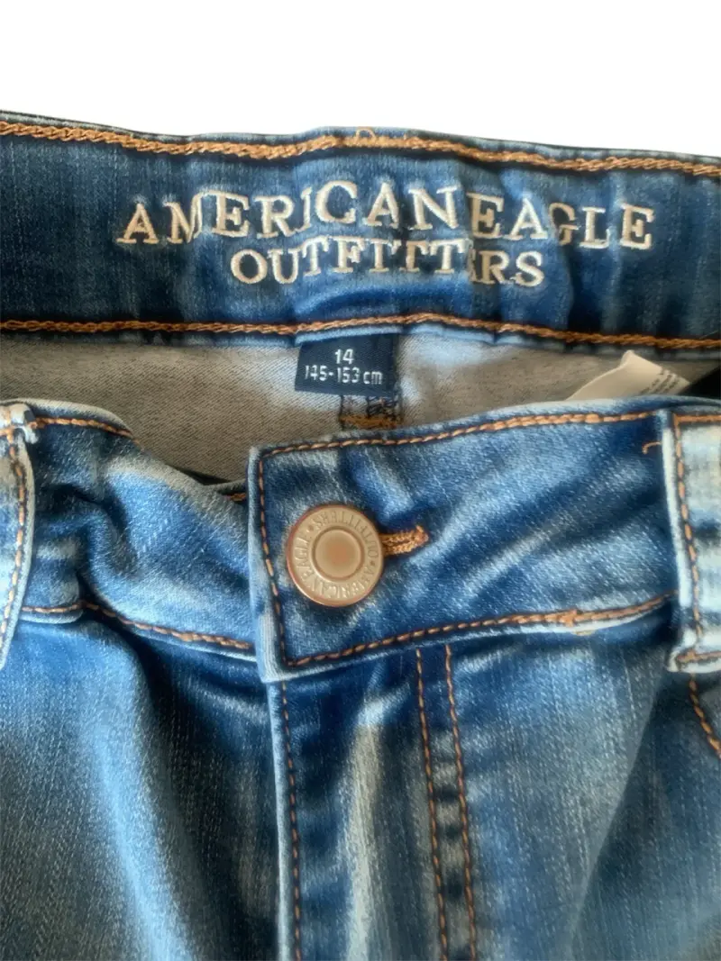 Jeans American Eagle azul desgastado talla 14 - 3