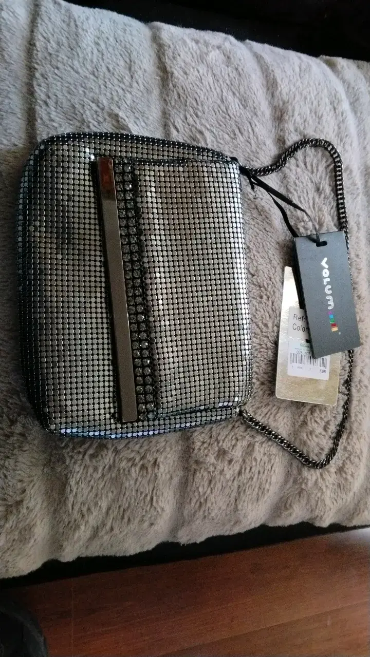 Cartera de mano Volum con brillo plateado - 1