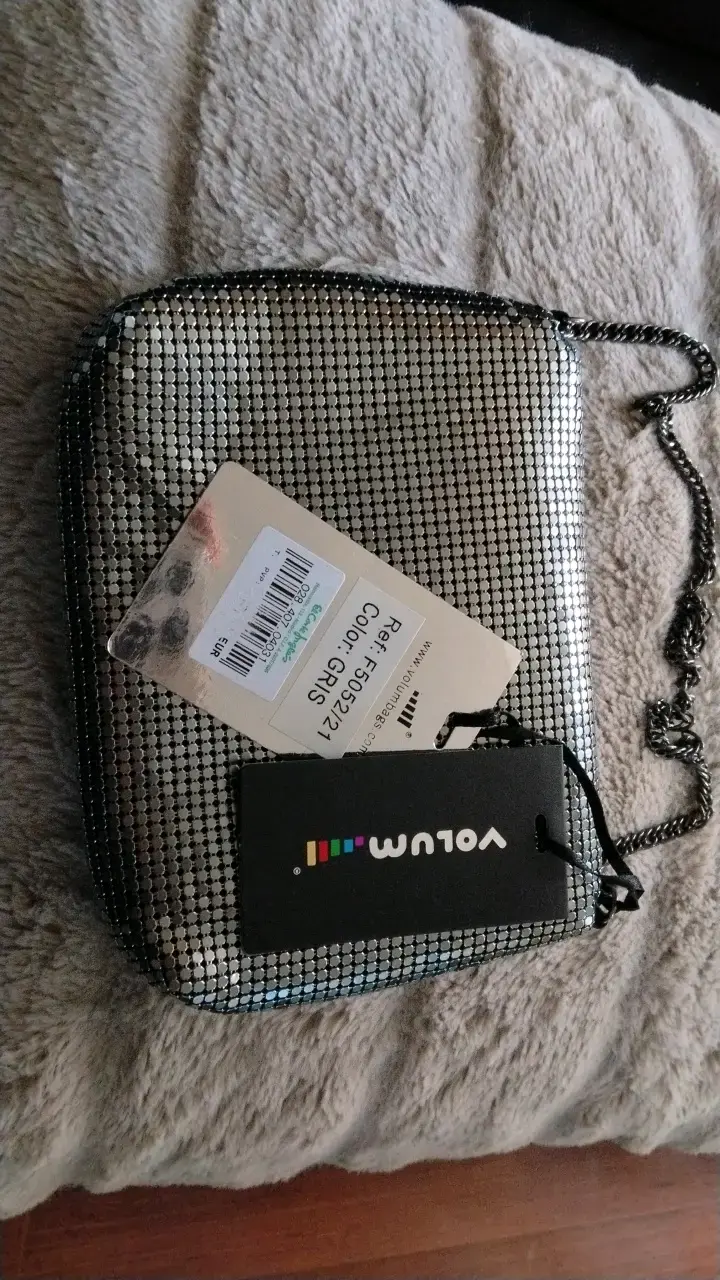 Cartera de mano Volum con brillo plateado - 3