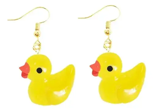 Aros colgantes de patito amarillo - 1