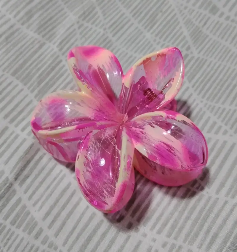 Pinza de cabello flor rosa