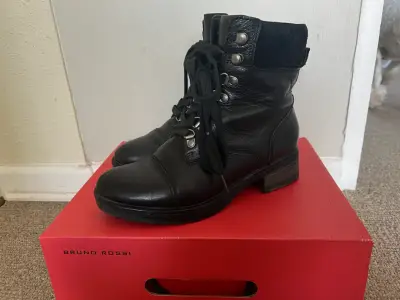 Botines de cuero negro Bruno Rossi - miniatura 1