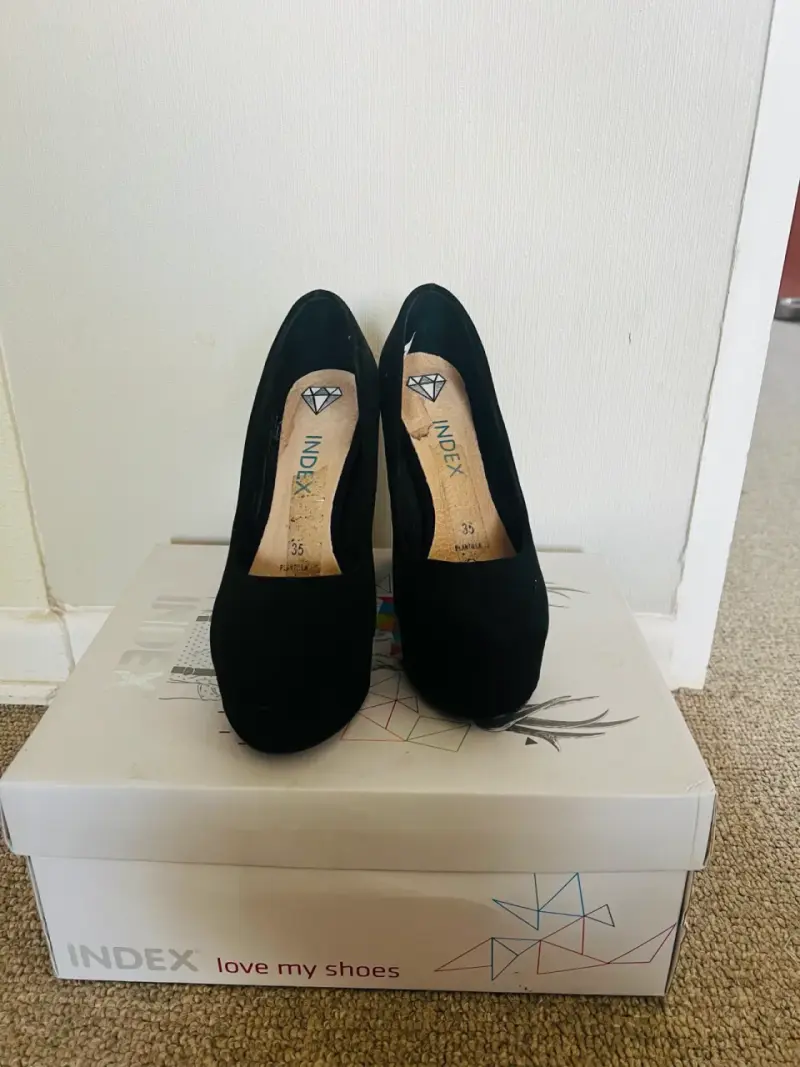 Tacones negros plantilla cuero index talla 35 - 2