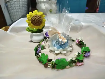 Vela decorativa Buda rosa con flores - miniatura 4