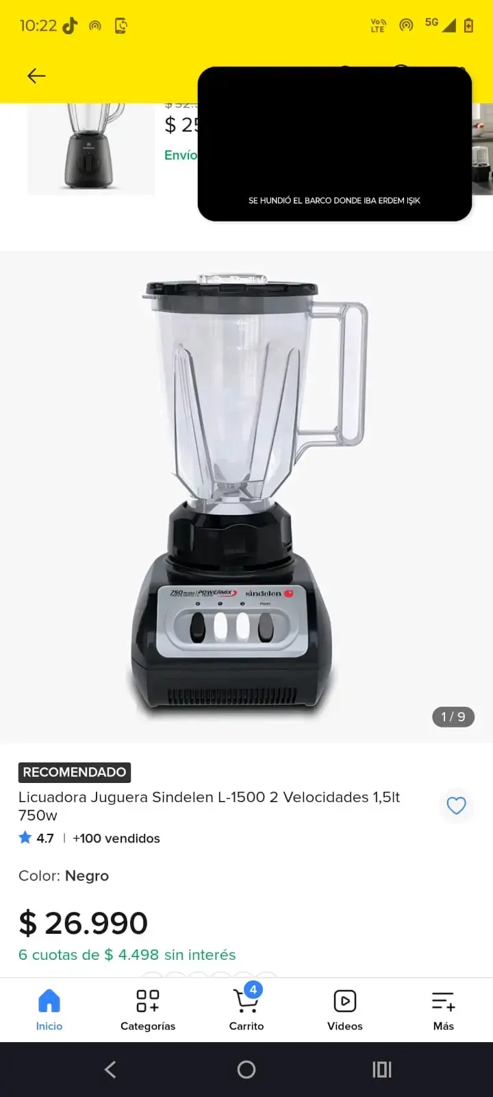 Licuadora Sindelen Powermix 750W - 2