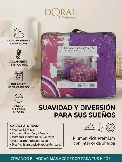 Plumón infantil Doral con diseño de monstruos - miniatura 2