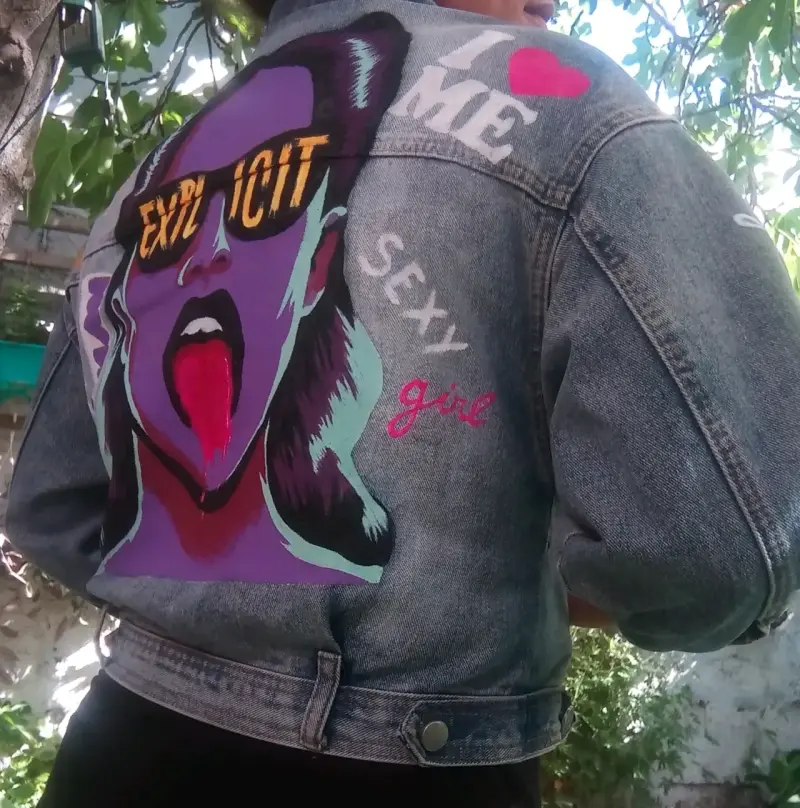 Chaqueta de Mezclilla Vintage Oversized – Pintada - 4