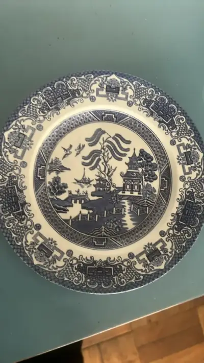 Plato decorativo de porcelana azul y blanco - miniatura 1