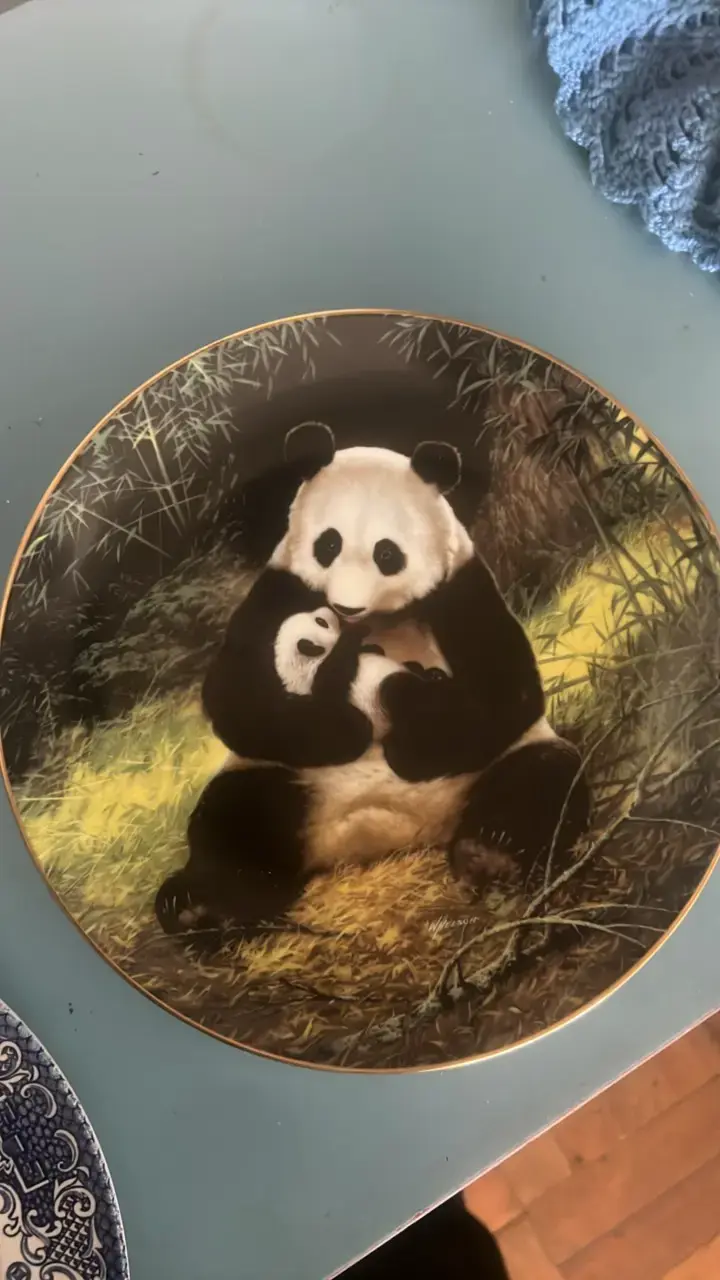 Plato decorativo con diseño de pandas - 1