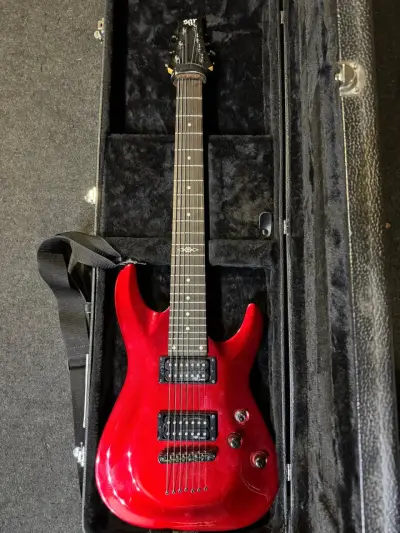 Guitarra eléctrica roja de 7 cuerdas Modelo C-7 - miniatura 1