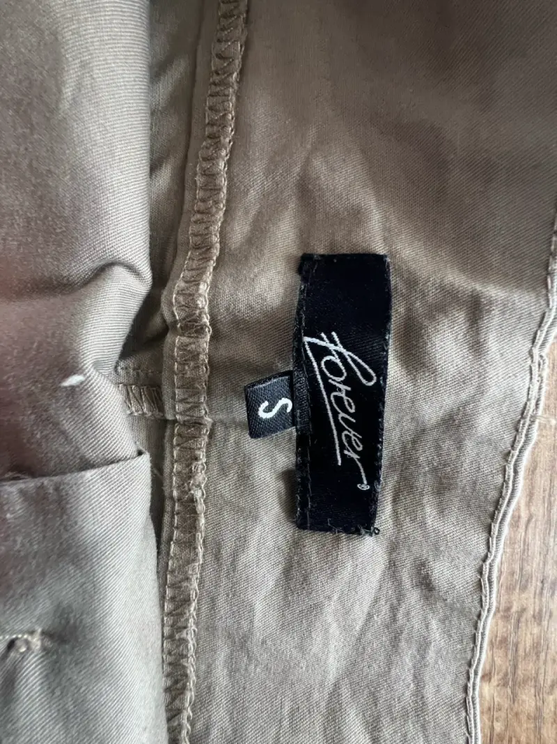 Falda corta beige de algodón talla S - 3