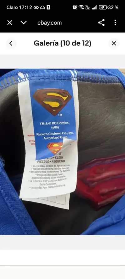 Disfraz de Supermán Talla 10 Original Dc cómics - miniatura 4