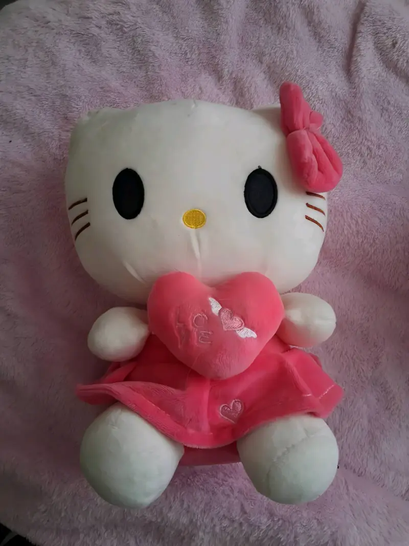 Peluche Hello Kitty con corazón rosa - 1