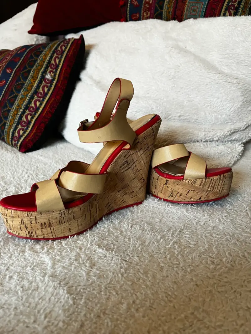 Sandalias de plataforma corcho y cuero beige - 3