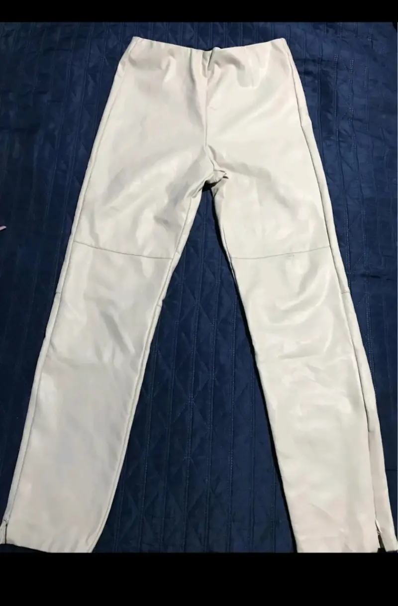 Pantalón ZARA de cuero blanco para mujer - 2