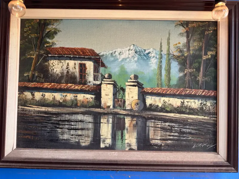 Cuadro paisaje con marco de madera