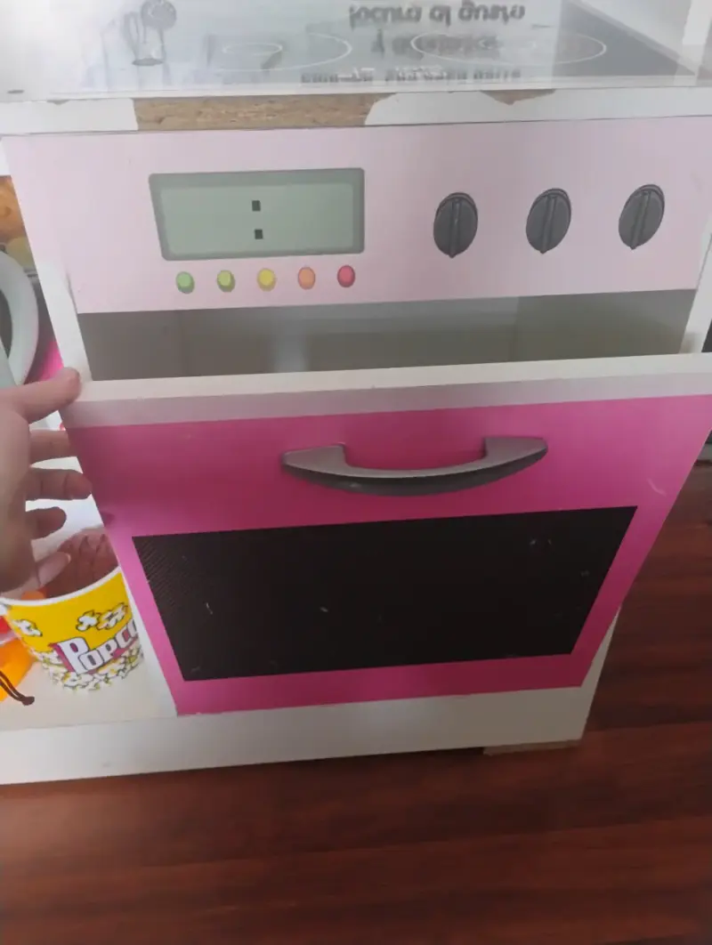 Cocina de juguete infantil rosa y blanca - 4